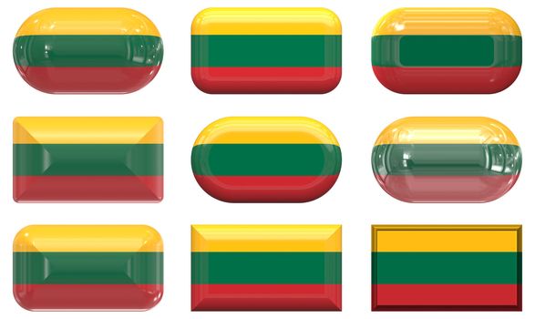 nine glass buttons of the Flag of Lithuania