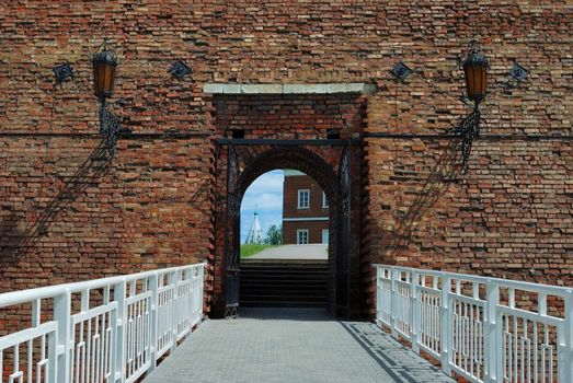 Entrance to old fortress in Kolomna town near Moscow