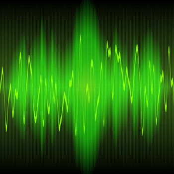 green sound waves oscillating on black background