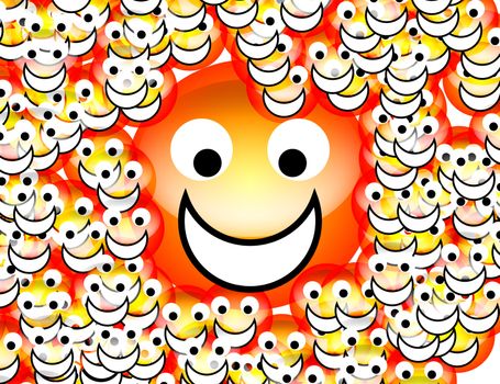 An image of a set of happy cartoon faces.  