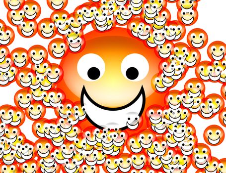 An image of a set of happy cartoon faces.  