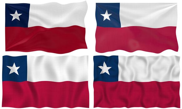 Great Image on white of four Flags of Chile
