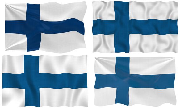 Great Image on white of four Flags of  Finland