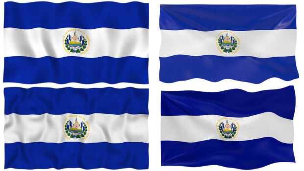 Great Image on white of four Flags of El Salvador