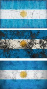 Great Image three grunge flags of Argentina
