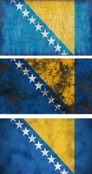 Great Image three grunge flags of Bosnia