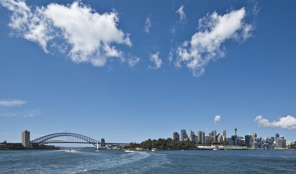 coming into sydney with city and harbour bridge