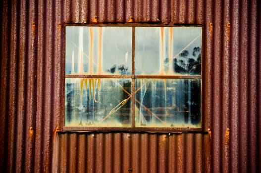 old rusty corrugated iron or tin shed building
