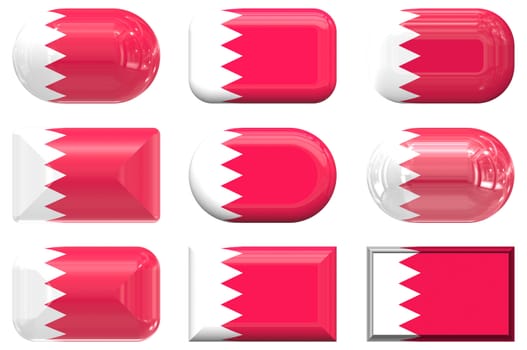 nine glass buttons of the Flag of Bahrain