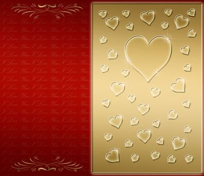 beautiful blank valentines card with area for text and background writing says I love you