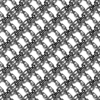 background image of lots of metal chains over white