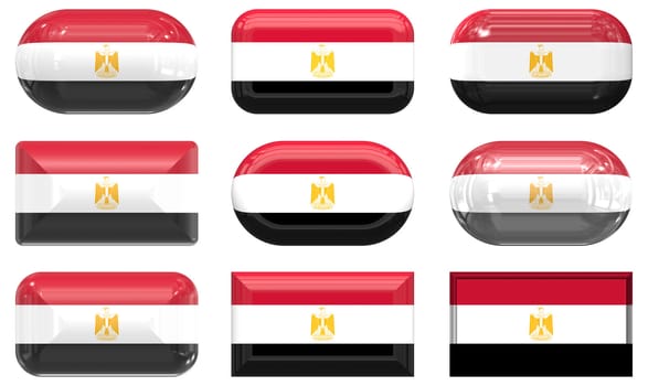 nine glass buttons of the Flag of Egypt