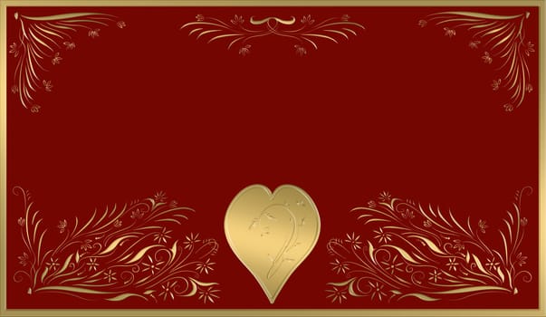 beautiful elegant victorian style valentines card in gold filigree