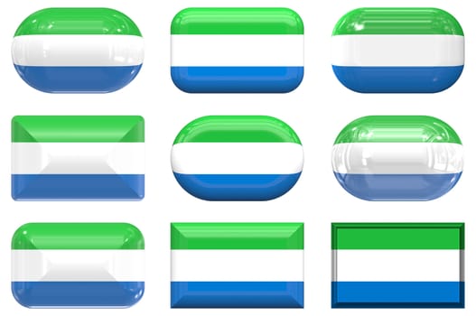 nine glass buttons of the  Flag of Sierra Leone