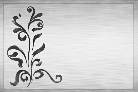 large floral grunge design on brushed metal plaque