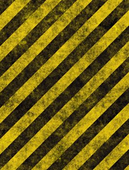 old grungy yellow hazard stripes on black road 