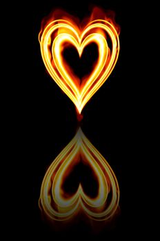 heart on fire to symbolise burning passion and love