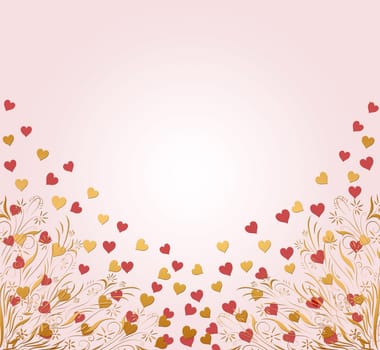 beautiful pink and gold floral heart background
