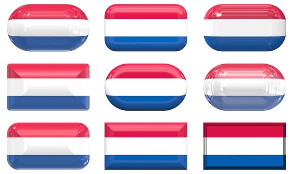 nine glass buttons of the  Flag of Netherlands