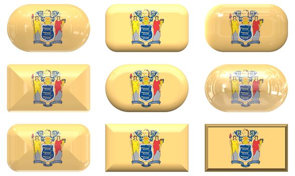 nine glass buttons of the  Flag of New Jersey