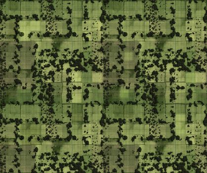 aerial image of agricultural fields and fragmented farming land