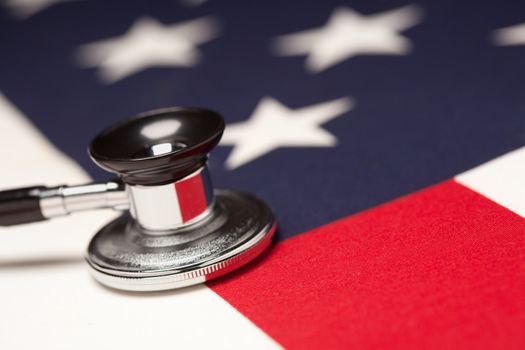 Stethoscope on American Flag with Selective Focus.