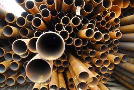 Many rusty pipes of Russian factory 8