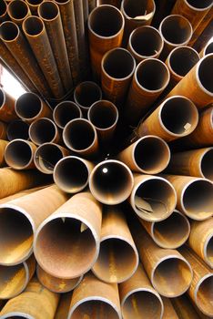 Many rusty pipes of Russian factory 10