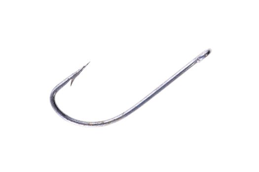 The big steel fishing hook on a white background.