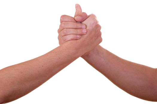 Handshake on white background