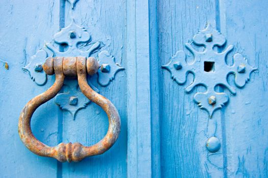 Old blue door knob