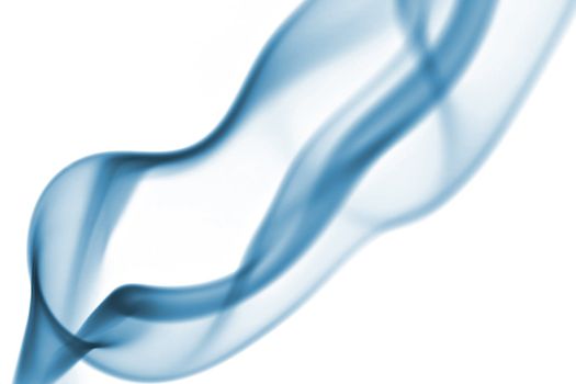 Abstract. Blue toned smoke over white background.