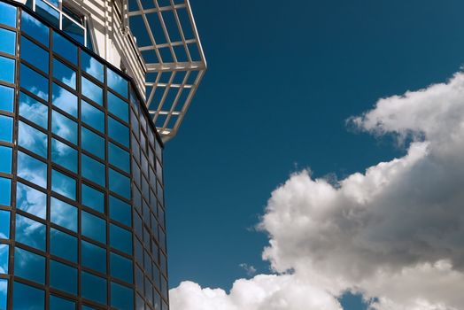 business building much offices bright blue sky