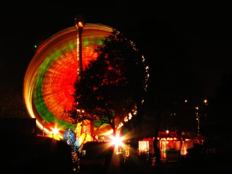 Night-time fairground scene
