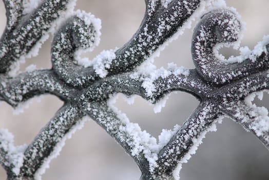 Snow-clad railing,winter landscape,freezing patterns, winter