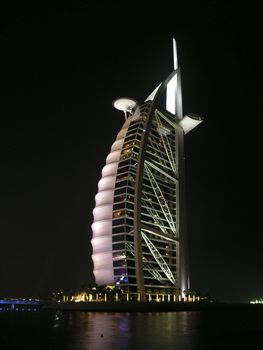 Burj al Arab illuminated at night