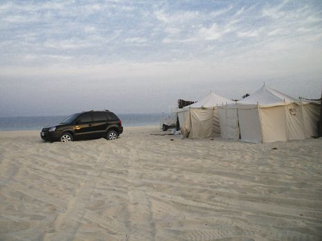 Camping on the beach for Eid in Dubai at Jebel Ali Free Zone