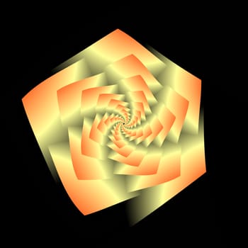An abstract image depicting sheets of paper laid in a spiral pattern floating on a black background