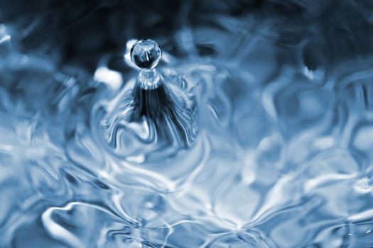 Blue water drop macro