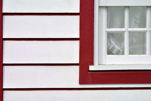 red and white house detail