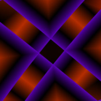 An abstract design of a purple X with red accents on a black background.