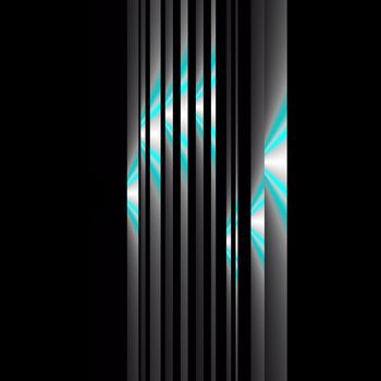 A minimalist fractal with vertical gray bands that have the appearance of steel and diagonal touches of turquoise to look like reflected light.