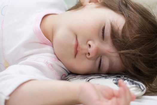 portrait of sleeping little girl, close-up