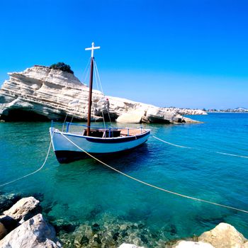 A fishing boat moored in Sidari, Corfu