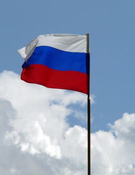 Russian flag on sky background