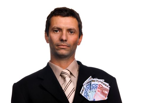 businessman with money over white background