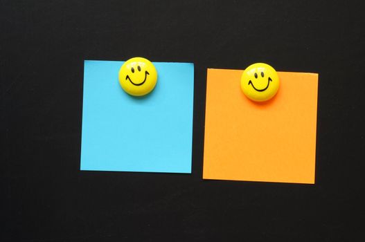 smiley and blank sheet note paper with copyspace