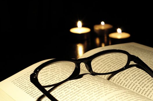 book in church or library with copyspace for text message