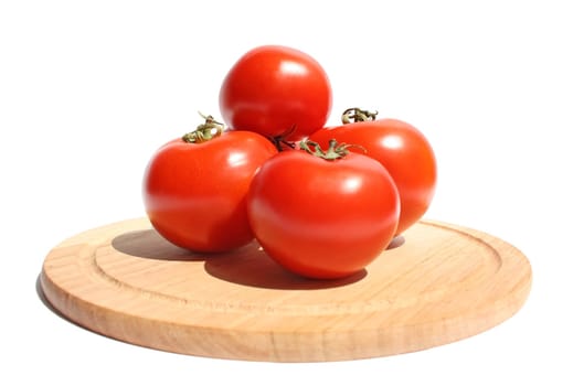 Ripe tomato on a white background.