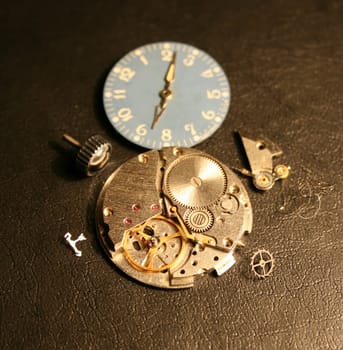 The disassembled clockwork.